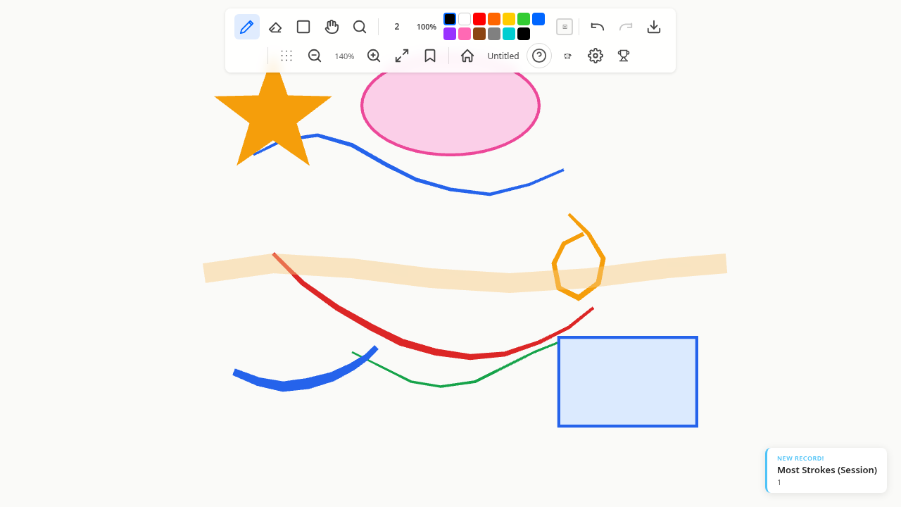 Infinite canvas drawing with pressure-sensitive brushes and dot grid